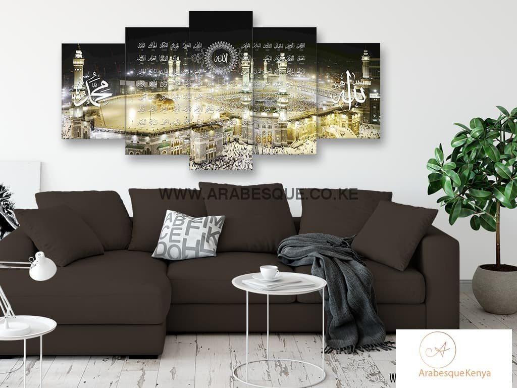 Asma Ul Husna 99 Names Of Allah The Great Mosque Of Mecca Al Masjid Al Aram At Night - Arabesque